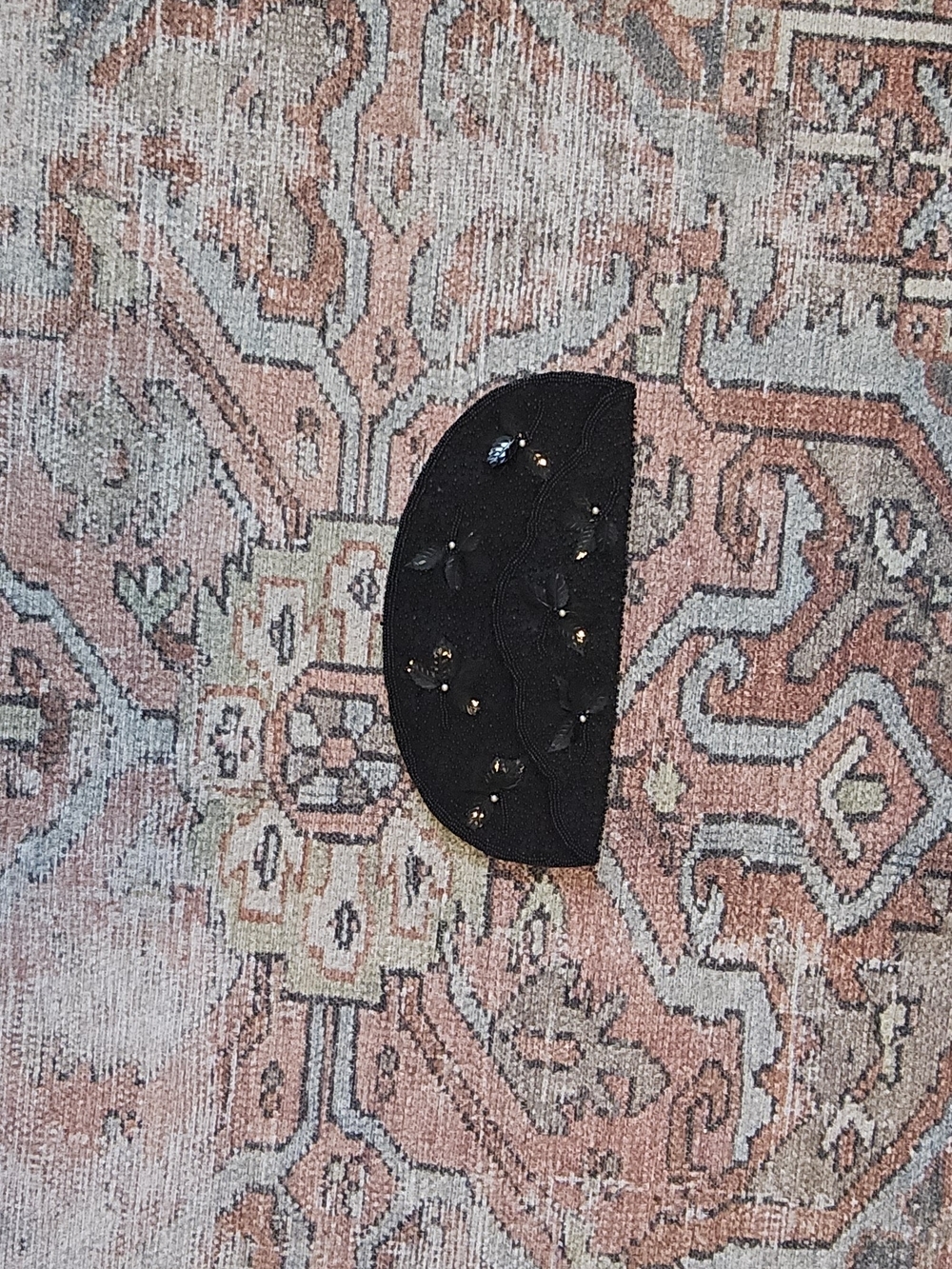 Black Embellished Women's Half-Moon Clutch